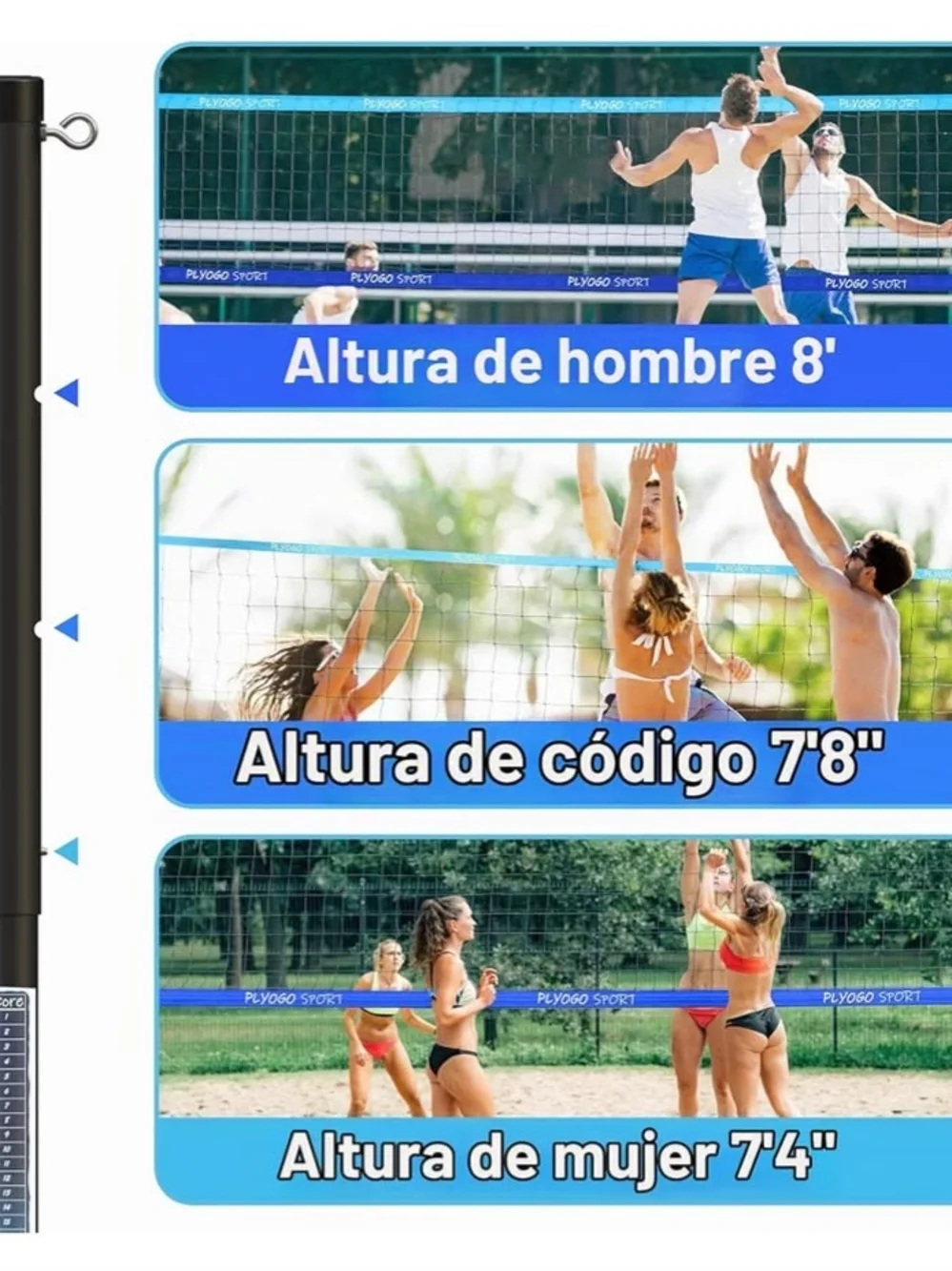 Blue Portable Volleyball Net Set with Carry Bag and Ball